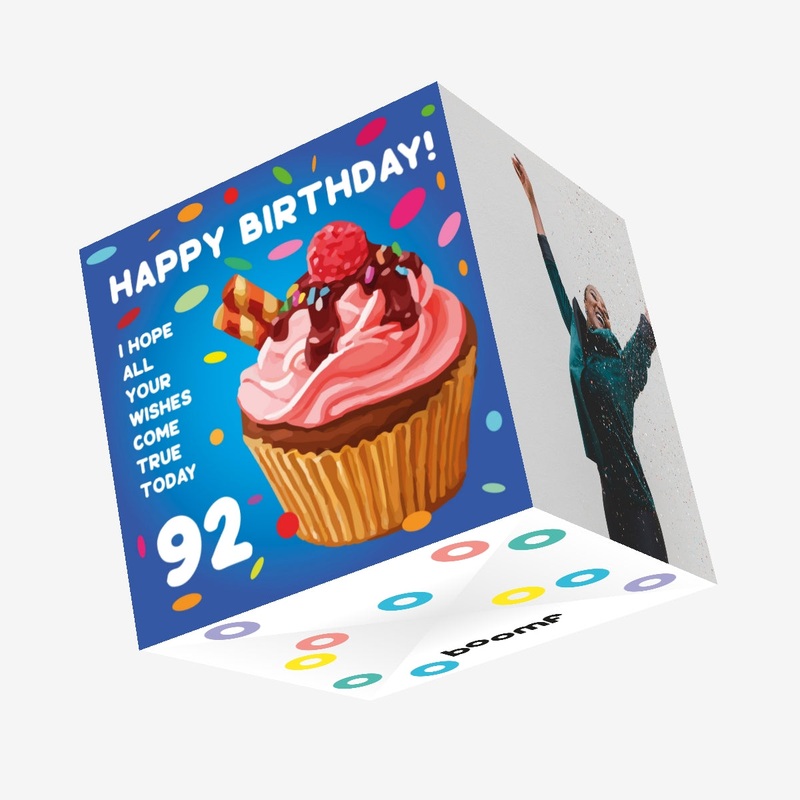 Sweet Cupcake Happy 92nd Birthday Confetti-exploding Greetings Card