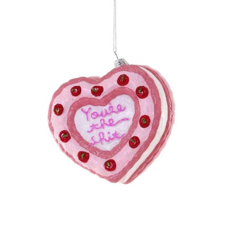 YOU'RE THE SHIT HEART CAKE GLASS ORNAMENT BY CODY FOSTER