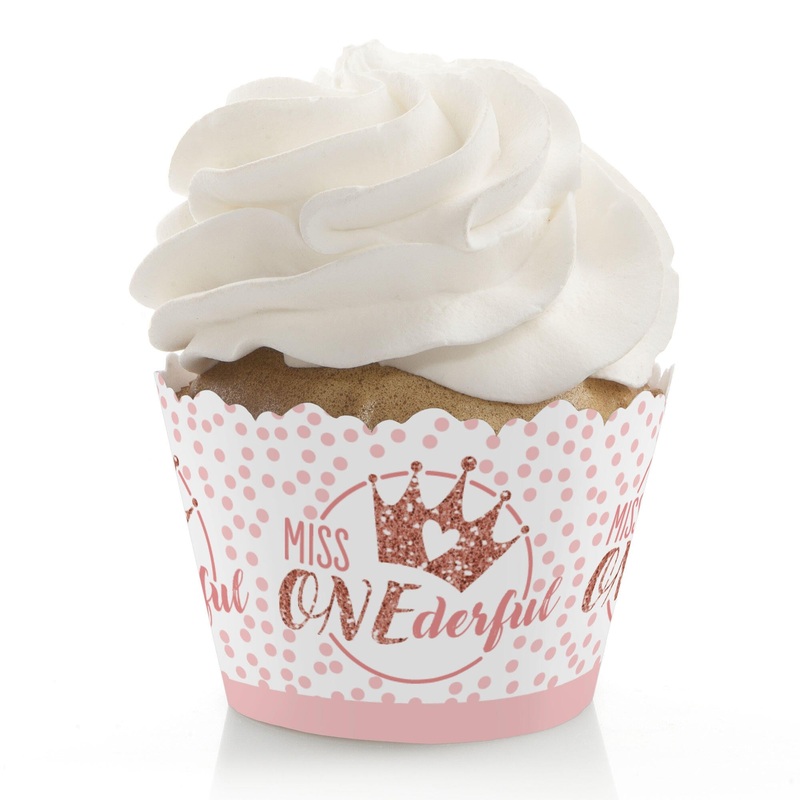 1st Birthday Little Miss Onederful - Girl First Birthday Party Decorations - Party Cupcake Wrappers - Set of 12