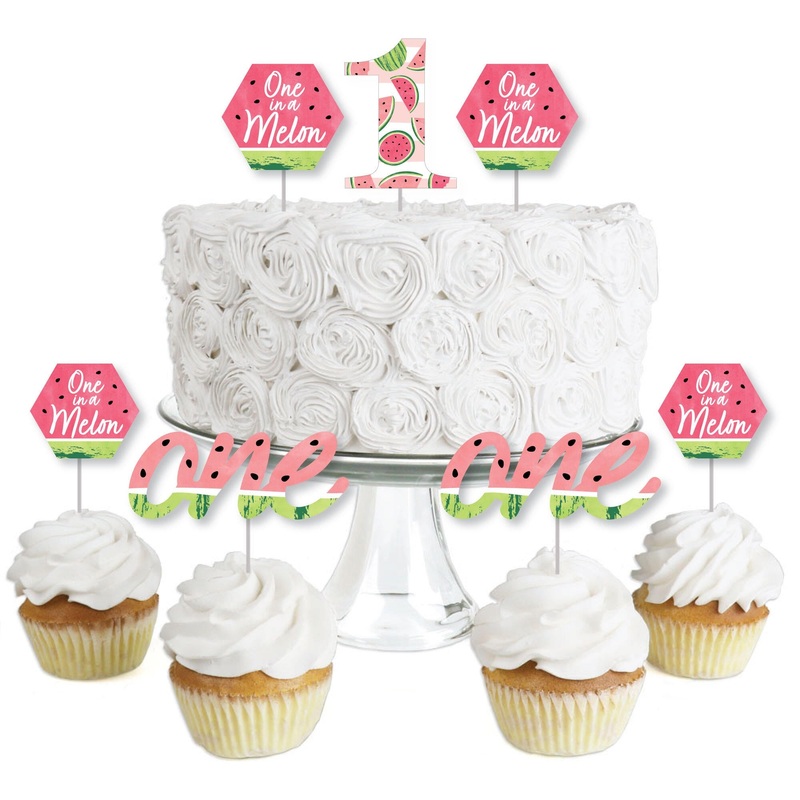 1st Birthday One in a Melon - Dessert Cupcake Toppers - Fruit First Birthday Party Clear Treat Picks - Set of 24