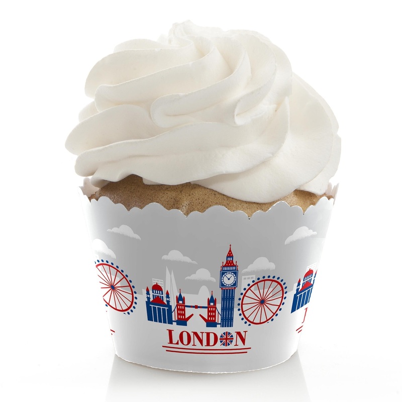Cheerio, London - British UK Party Decorations - Party Cupcake Wrappers - Set of 12