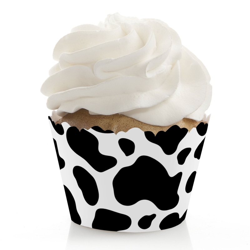 Cow Print - Farm Animal Party Decorations - Party Cupcake Wrappers - Set of 12