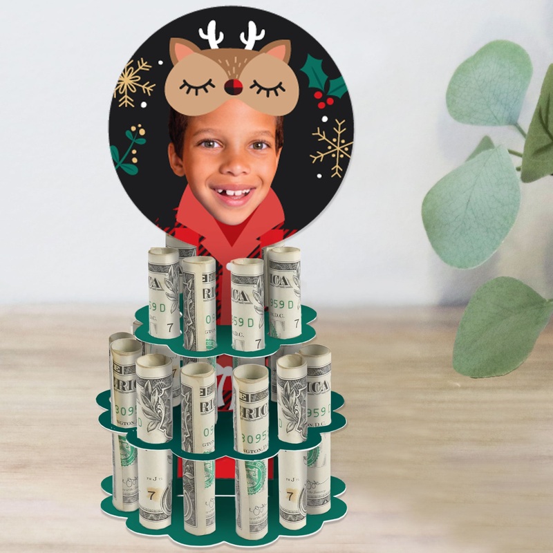 Custom Photo Christmas Pajamas - DIY Funny Holiday Plaid PJ Party Money Holder Gift - Fun Face Cash Cake