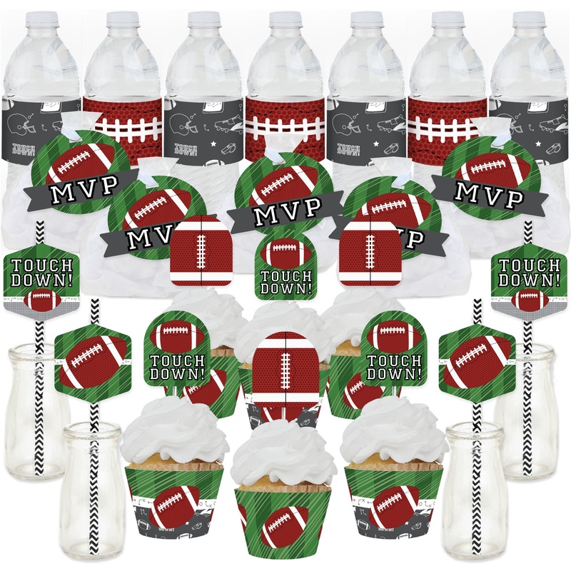 End Zone - Football - Baby Shower or Birthday Party Favors and Cupcake Kit - Fabulous Favor Party Pack - 100 Pieces