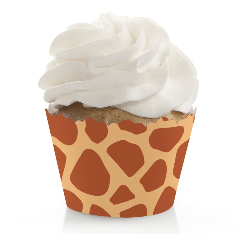 Giraffe Print - Safari Party Decorations - Party Cupcake Wrappers - Set of 12