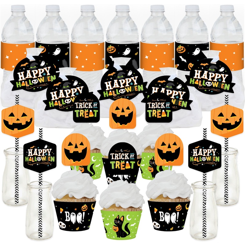 Jack-O'-Lantern Halloween - Kids Halloween Party Favors and Cupcake Kit - Fabulous Favor Party Pack - 100 Pieces