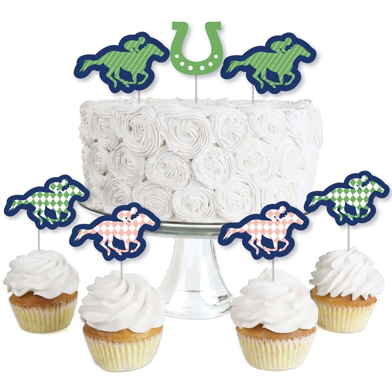 Kentucky Horse Derby - Dessert Cupcake Toppers - Horse Race Party Clear Treat Picks - Set of 24