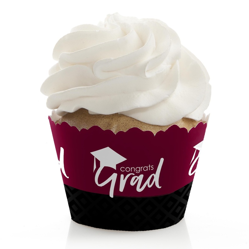 Maroon Grad - Best is Yet to Come - Graduation Decorations - Party Cupcake Wrappers - Set of 12