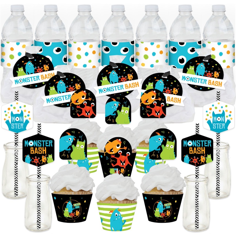 Monster Bash - Little Monster Birthday Party or Baby Shower Favors and Cupcake Kit - Fabulous Favor Party Pack - 100 Pieces