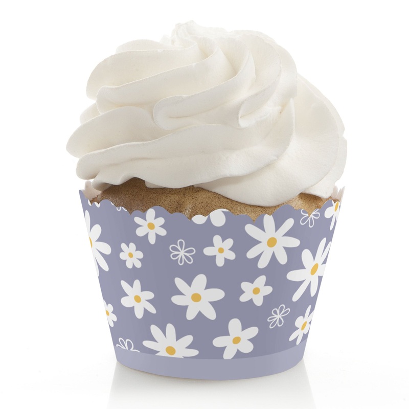 Purple Daisy Flowers - Floral Party Decorations - Party Cupcake Wrappers - Set of 12