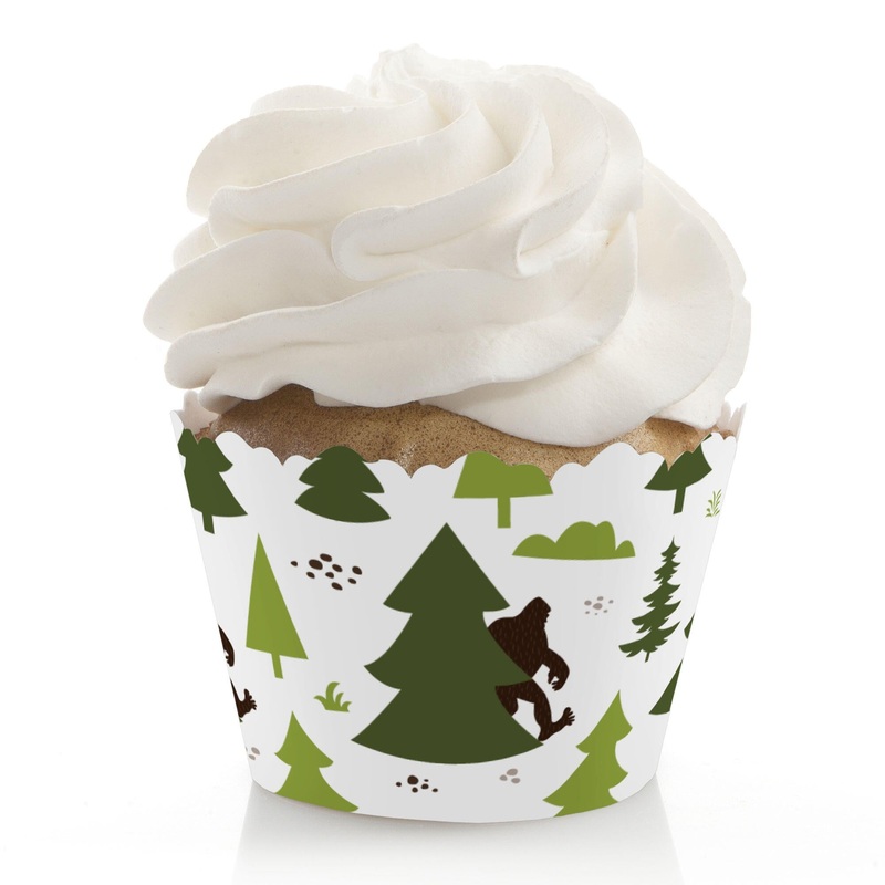 Sasquatch Crossing - Bigfoot Party or Birthday Party Decorations - Party Cupcake Wrappers - Set of 12