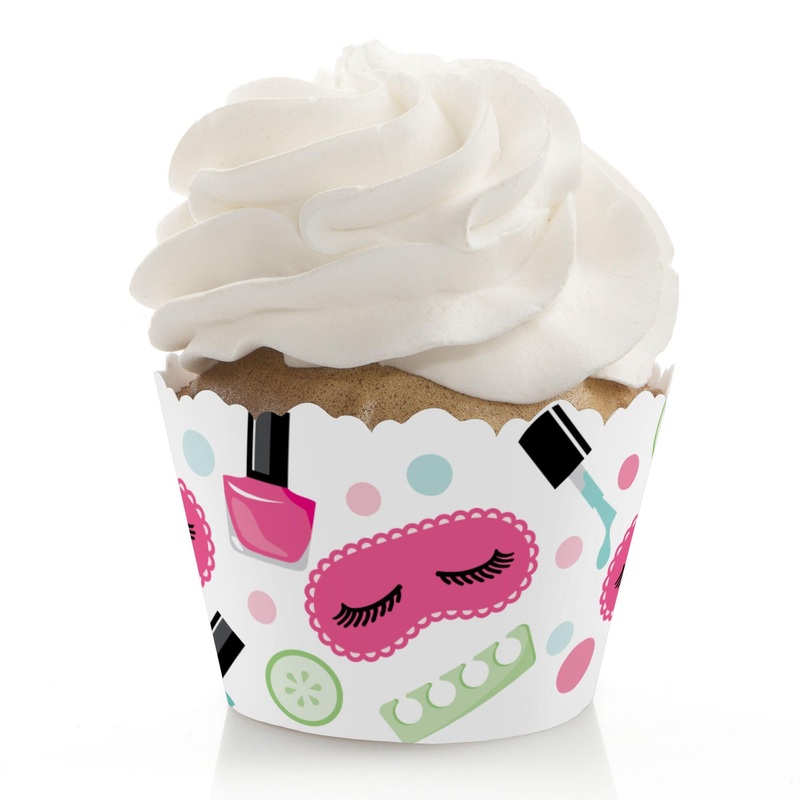 Spa Day - Girls Makeup Party Decorations - Party Cupcake Wrappers - Set of 12