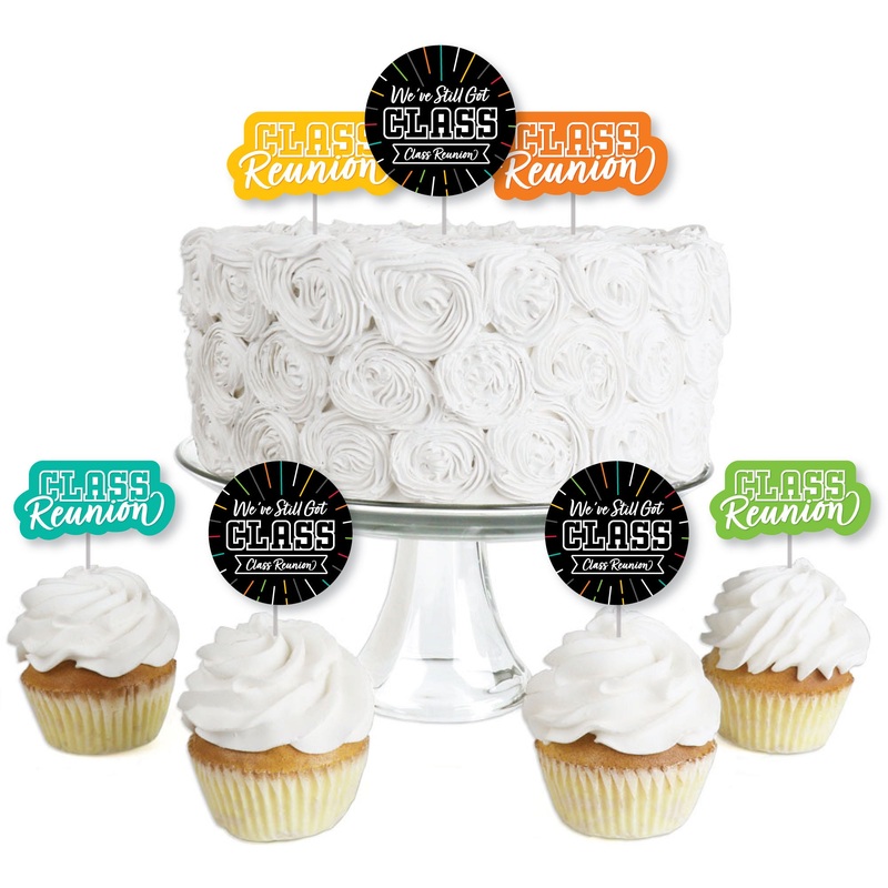 Still Got Class - Dessert Cupcake Toppers - High School Reunion Party Clear Treat Picks - Set of 24