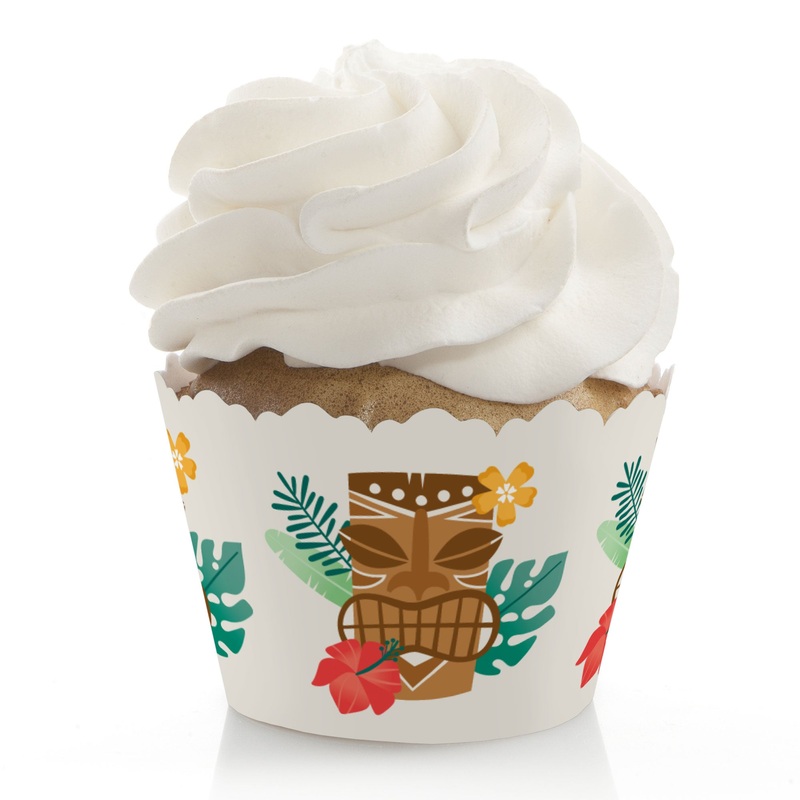 Tropical Luau - Hawaiian Beach Party Decorations - Party Cupcake Wrappers - Set of 12