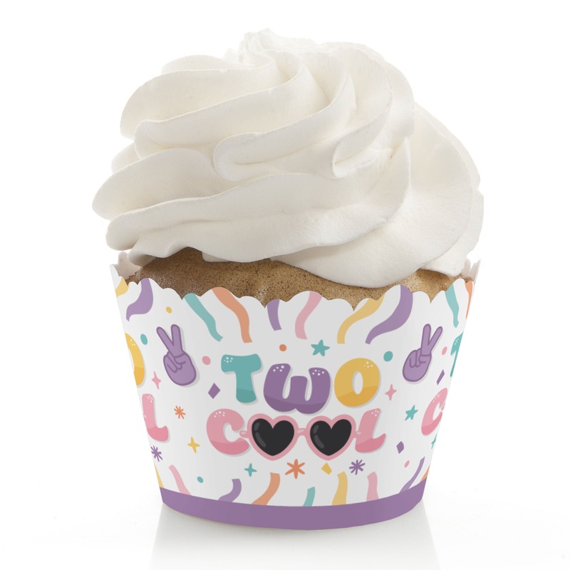 Two Cool - Girl - Pastel 2nd Birthday Party Decorations - Party Cupcake Wrappers - Set of 12