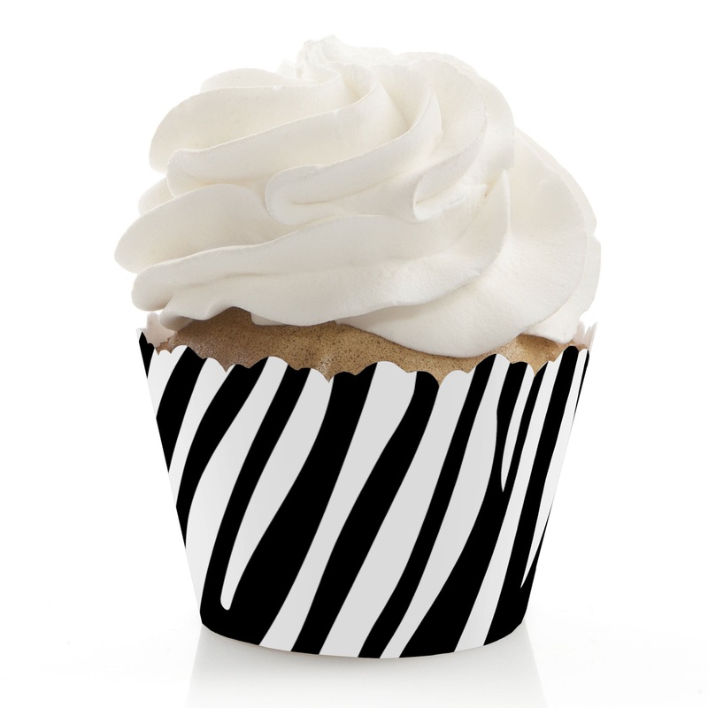 Zebra Print - Safari Party Decorations - Party Cupcake Wrappers - Set of 12