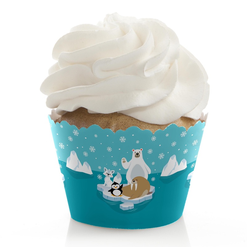 Arctic Polar Animals - Winter Baby Shower or Birthday Party Decorations - Party Cupcake Wrappers - Set of 12