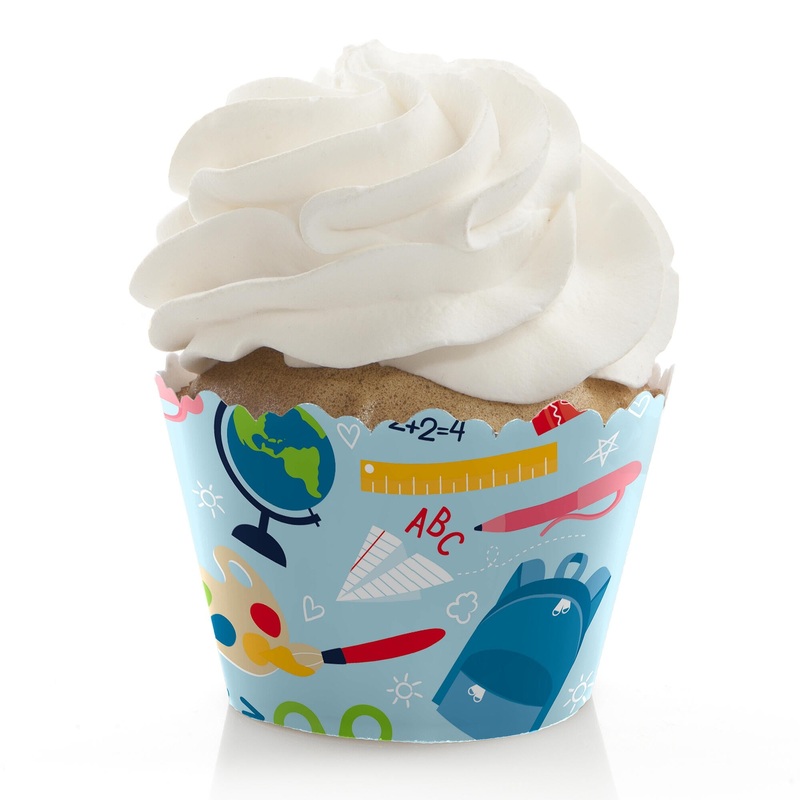 Back to School - First Day of School Classroom Decorations - Party Cupcake Wrappers - Set of 12