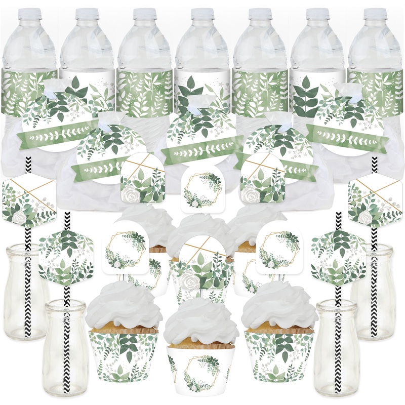 Boho Botanical - Greenery Party Favors and Cupcake Kit - Fabulous Favor Party Pack - 100 Pieces