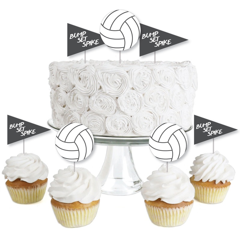 Bump, Set, Spike - Volleyball - Dessert Cupcake Toppers - Baby Shower or Birthday Party Clear Treat Picks - Set of 24