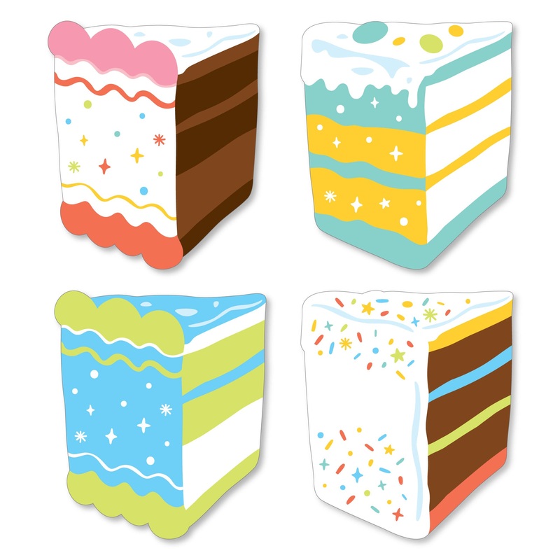 Cake Time - DIY Shaped Happy Birthday Party Cut-Outs - 24 Count