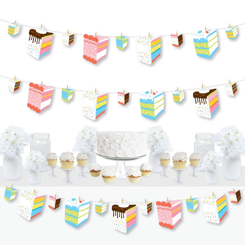 Cake Time - Happy Birthday Party DIY Decorations - Clothespin Garland Banner - 44 Pieces