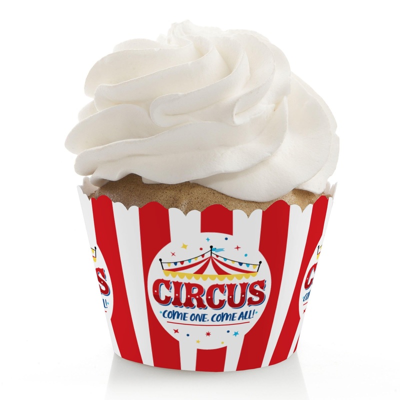 Carnival - Step Right Up Circus - Carnival Themed Decorations - Party Cupcake Wrappers - Set of 12
