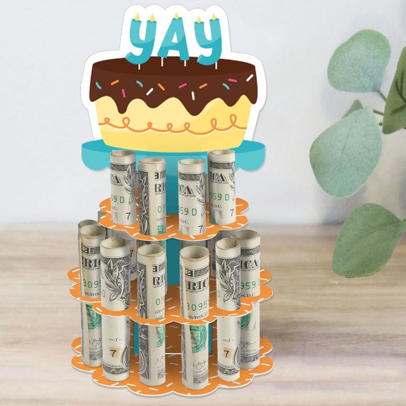 Colorful Happy Birthday - DIY Birthday Party Money Holder Gift - Cash Cake