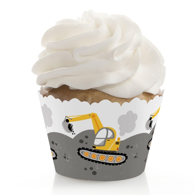 Dig It - Construction Party Zone - Baby Shower or Birthday Party Decorations - Party Cupcake Wrappers - Set of 12