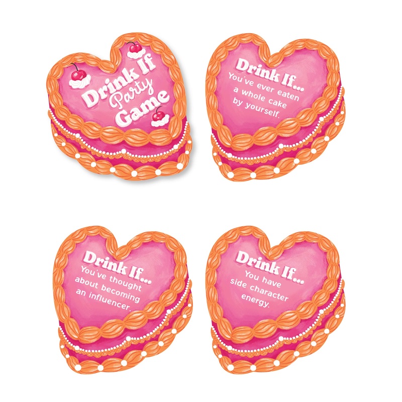 Drink If Game - Hot Girl Bday - Vintage Cake Birthday Party Game - 24 Count