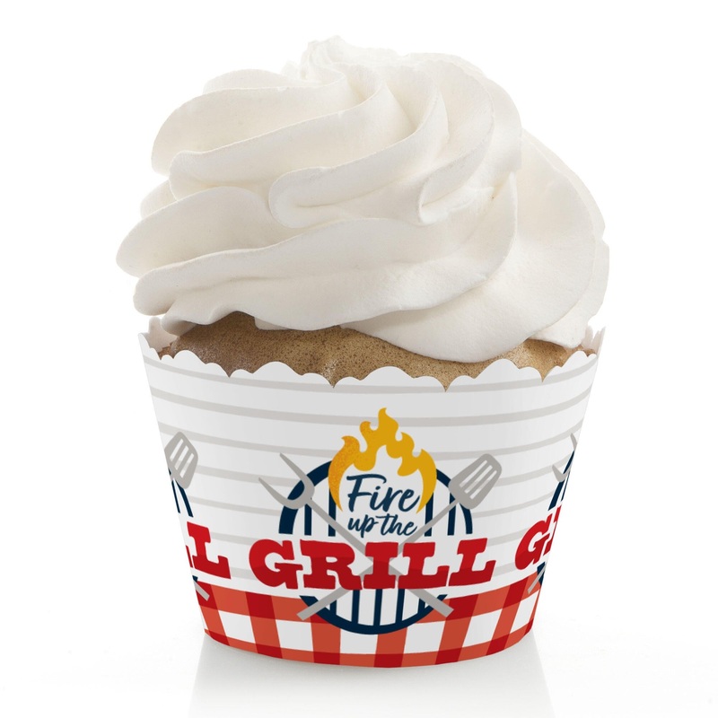 Fire Up the Grill - Summer BBQ Picnic Party Decorations - Party Cupcake Wrappers - Set of 12