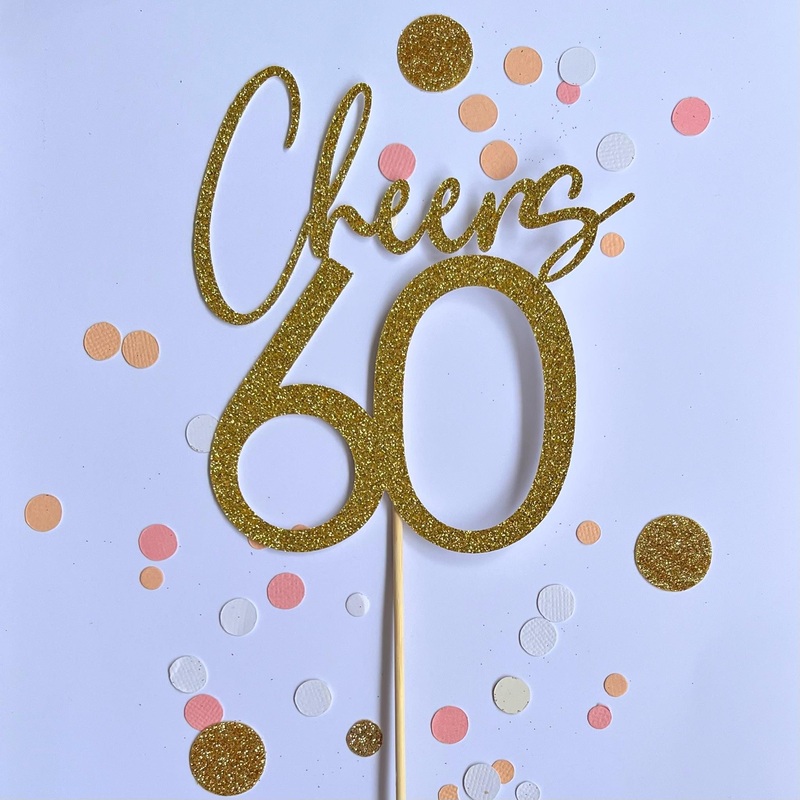 Glitter Cake Topper Cheers 60 Gold