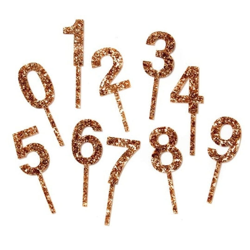 Gold Glitz Number Cake Toppers