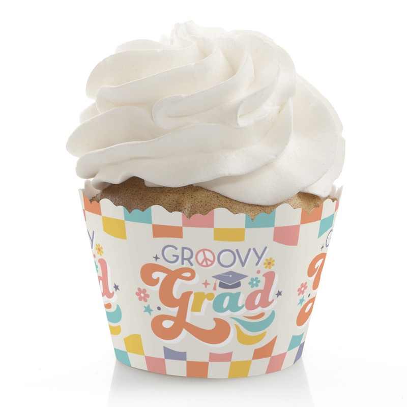 Groovy Grad - Hippie Graduation Party Decorations - Party Cupcake Wrappers - Set of 12