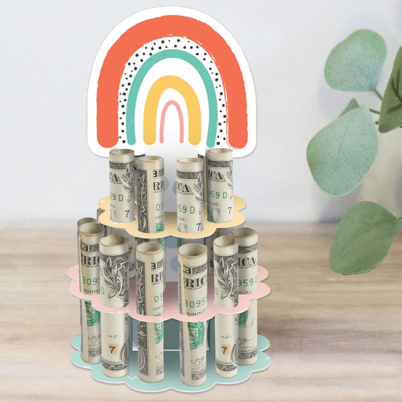 Hello Rainbow - DIY Boho Birthday Party Money Holder Gift - Cash Cake