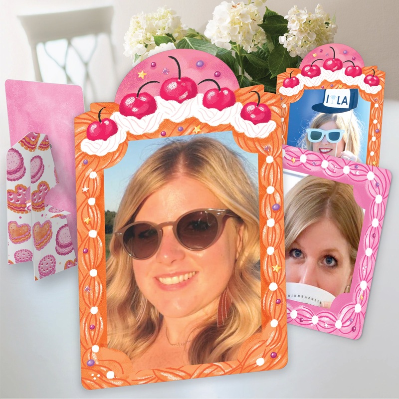 Hot Girl Bday - Vintage Cake Birthday Party 4x6 Picture Display - Paper Photo Frames - Set of 12