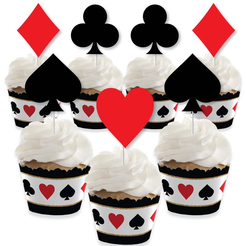 Las Vegas - Cupcake Decorations - Casino Party Cupcake Wrappers and Treat Picks Kit - Set of 24