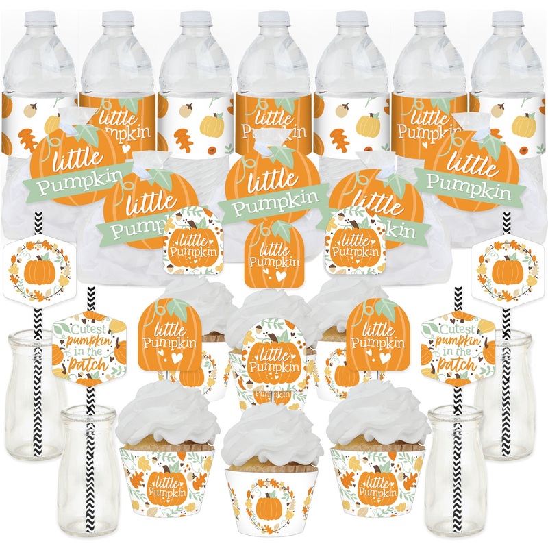 Little Pumpkin - Fall Birthday Party or Baby Shower Favors and Cupcake Kit - Fabulous Favor Party Pack - 100 Pieces