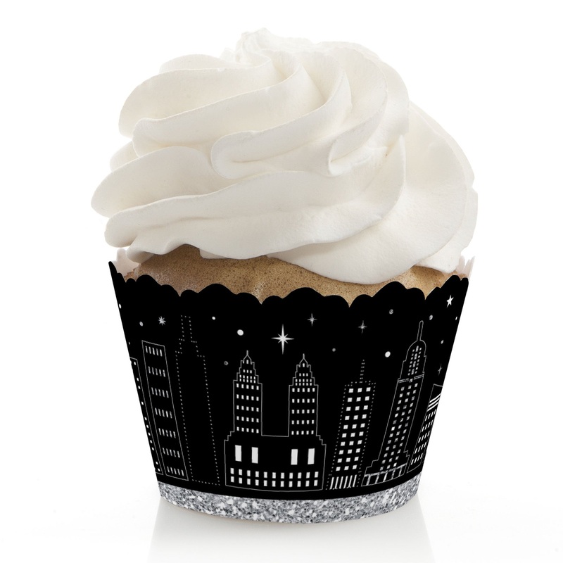 Nighttime City Skyline - New York Party Decorations - Party Cupcake Wrappers - Set of 12