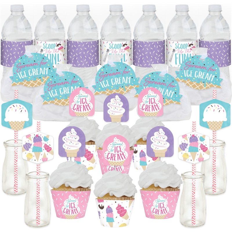 Scoop Up The Fun - Ice Cream - Sprinkles Party Favors and Cupcake Kit - Fabulous Favor Party Pack - 100 Pieces
