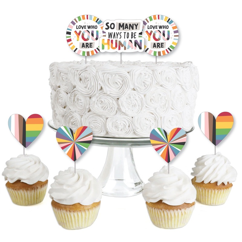 So Many Ways to Be Human - Dessert Cupcake Toppers - Pride Party Clear Treat Picks - Set of 24