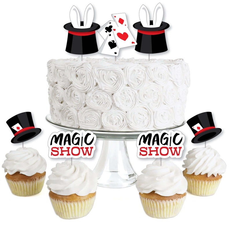 Ta-Da, Magic Show - Dessert Cupcake Toppers - Magical Birthday Party Clear Treat Picks - Set of 24