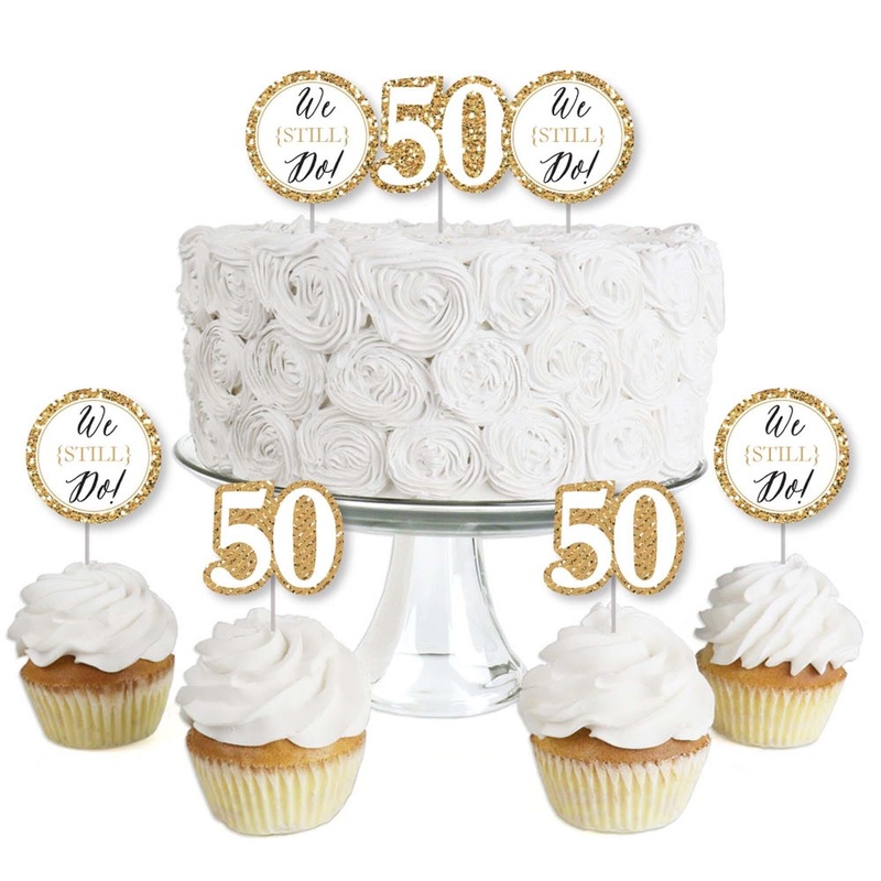 We Still Do - 50th Wedding Anniversary - Dessert Cupcake Toppers - Anniversary Party Clear Treat Picks - Set of 24