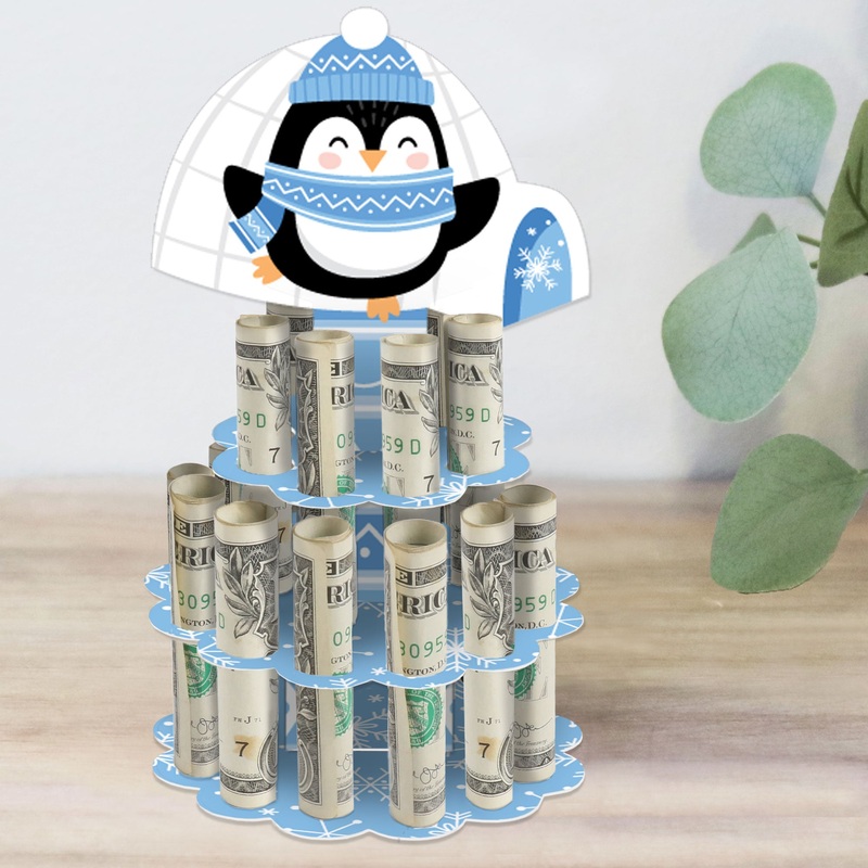 Winter Penguins - DIY Holiday and Christmas Party Money Holder Gift - Cash Cake