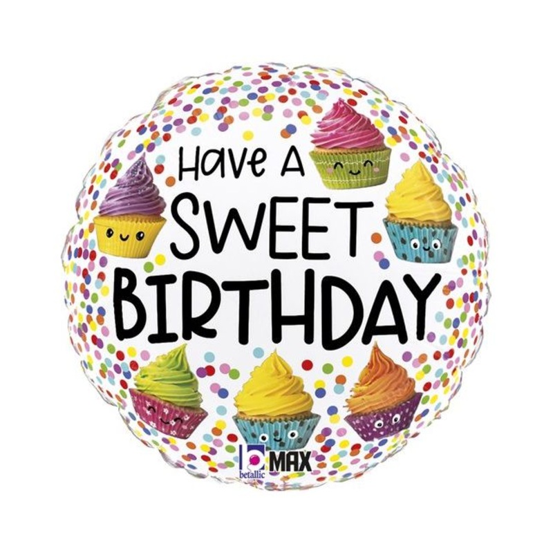 18" Cute Cupcakes Birthday Foil Balloon Packaged