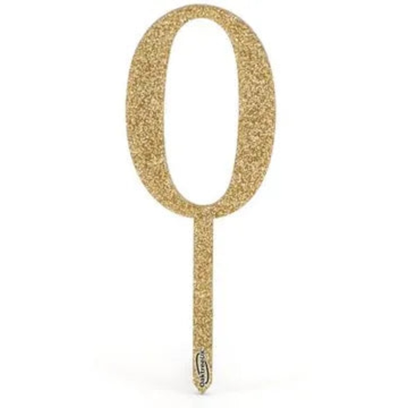 Oaktree Acrylic Sparkling Fizz Gold Cake Topper No.0 H150mm x W51.5mm