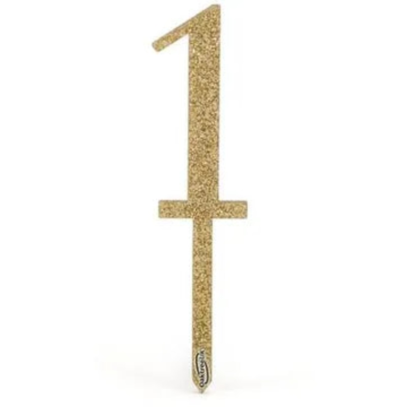 Oaktree Acrylic Sparkling Fizz Gold Cake Topper No.1 H150mm x W33.5mm