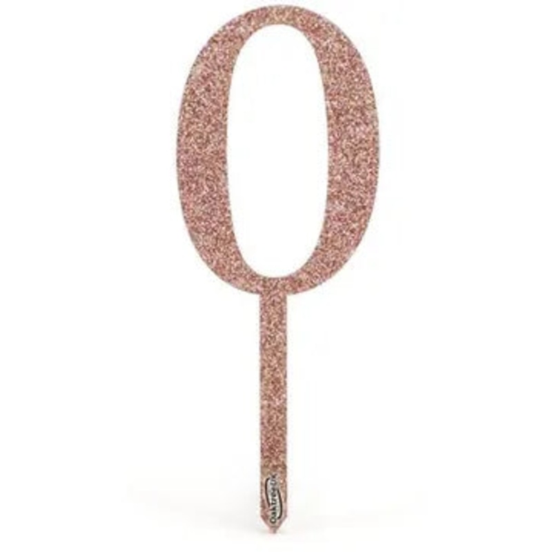 Oaktree Acrylic Sparkling Fizz Rose Gold Cake Topper No.0 H150mm x W51.5mm