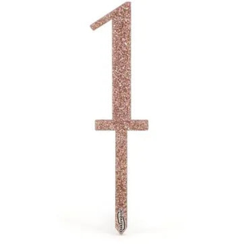 Oaktree Acrylic Sparkling Fizz Rose Gold Cake Topper No.1 H150mm x W33.5mm