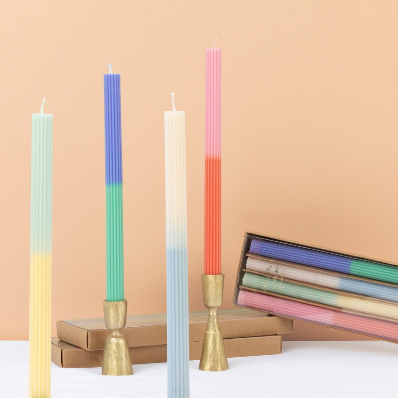 Multi Block Colour Table Candles (x 4)
